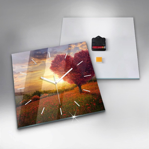 Orologio quadrato Albero del cuore dell'amore