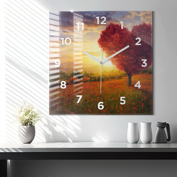 Orologio quadrato Albero del cuore dell'amore