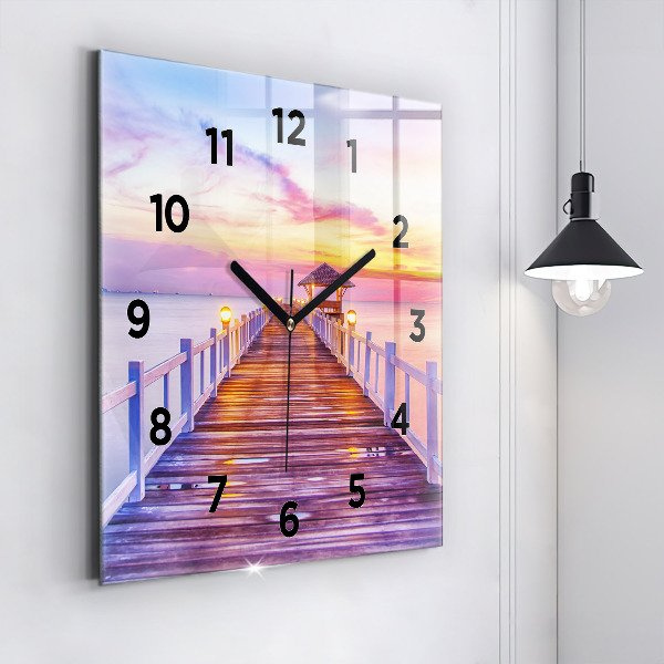 Orologio quadrato Il ponte del porto di sera