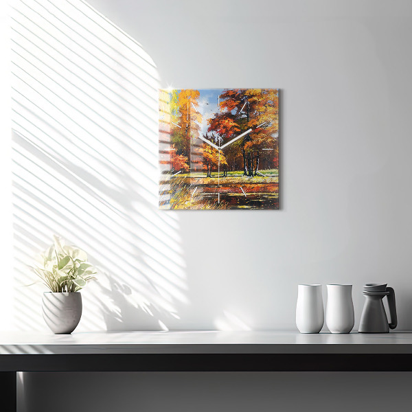Orologio quadrato Paesaggio autunnale con un fiume