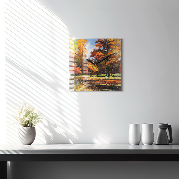Orologio quadrato Paesaggio autunnale con un fiume