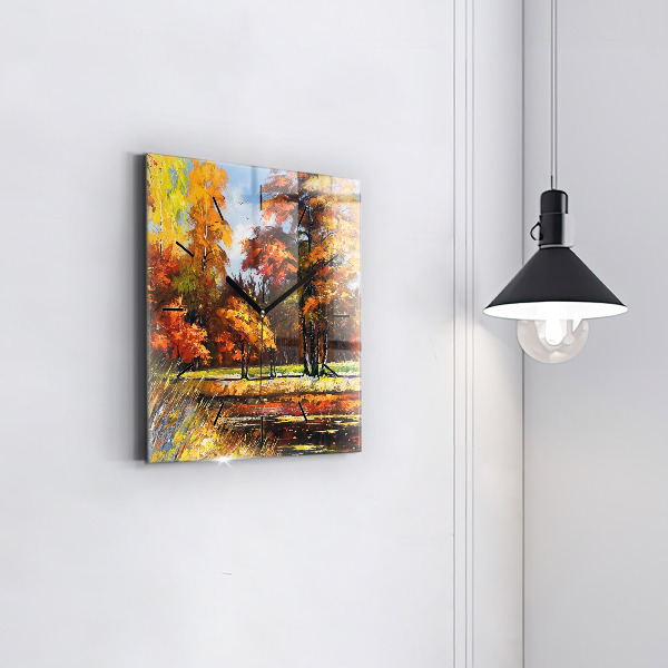 Orologio quadrato Paesaggio autunnale con un fiume