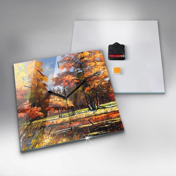 Orologio quadrato Paesaggio autunnale con un fiume