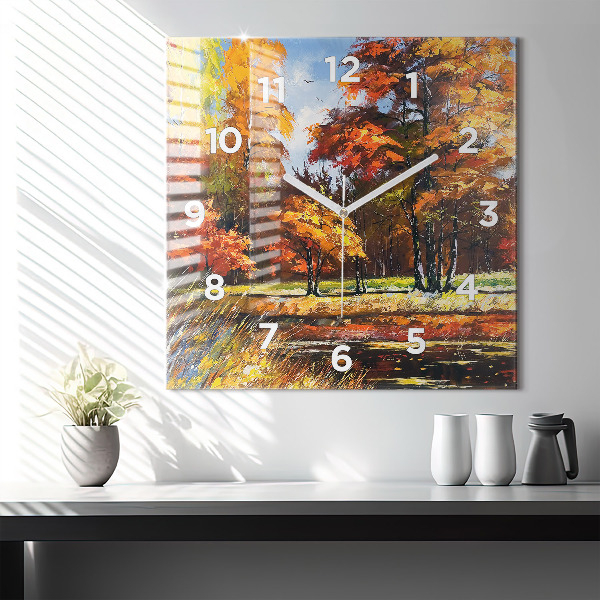 Orologio quadrato Paesaggio autunnale con un fiume