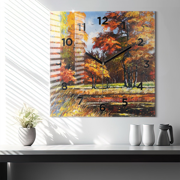Orologio quadrato Paesaggio autunnale con un fiume
