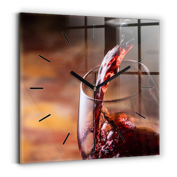 Orologio quadrato in vetro Un bicchiere di vino rosso