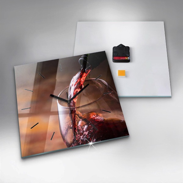 Orologio quadrato in vetro Un bicchiere di vino rosso