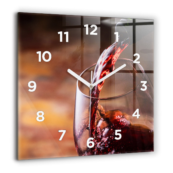 Orologio quadrato in vetro Un bicchiere di vino rosso