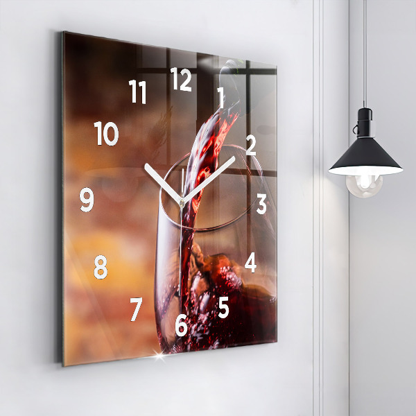 Orologio quadrato in vetro Un bicchiere di vino rosso