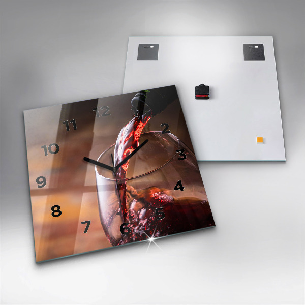 Orologio quadrato in vetro Un bicchiere di vino rosso