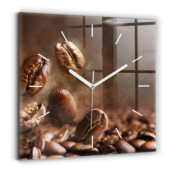 Orologio quadrato in vetro Chicchi di caffè