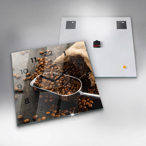 Orologio quadrato in vetro Un sacchetto di chicchi di caffè