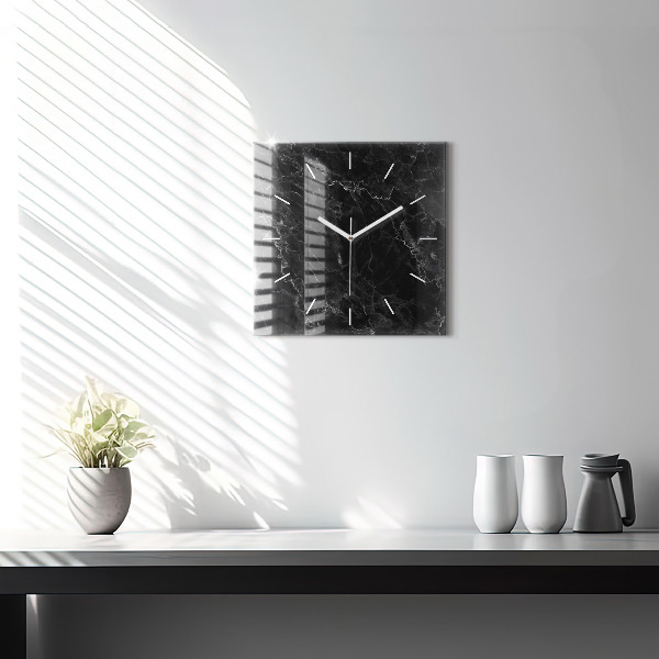 Orologio quadrato in vetro Marmo scuro