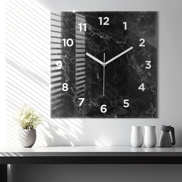 Orologio quadrato in vetro Marmo scuro