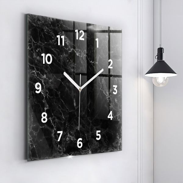 Orologio quadrato in vetro Marmo scuro