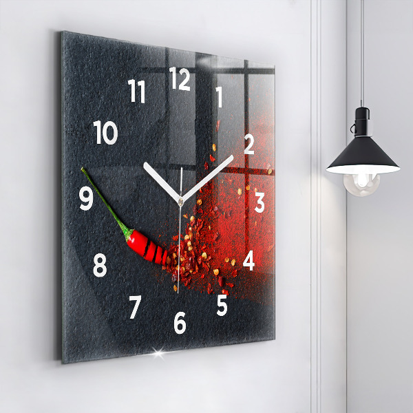 Orologio quadrato in vetro Condimento al peperoncino rosso