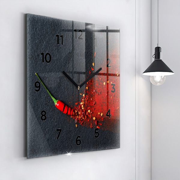 Orologio quadrato in vetro Condimento al peperoncino rosso