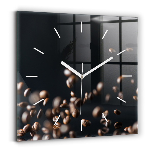 Orologio quadrato in vetro Chicchi di caffè