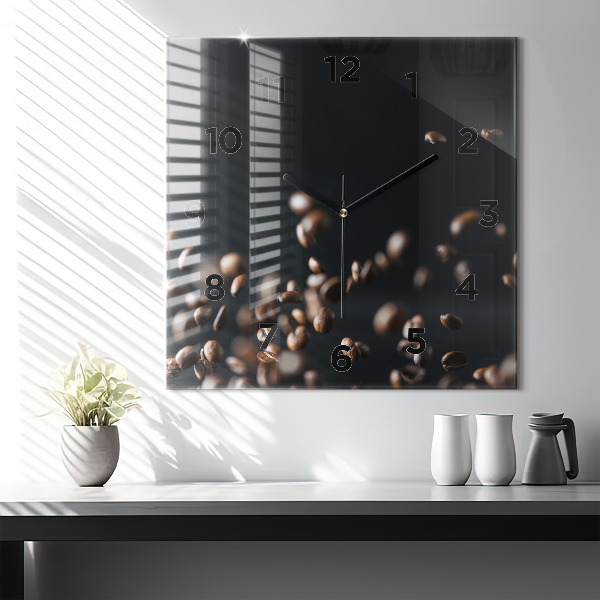 Orologio quadrato in vetro Chicchi di caffè