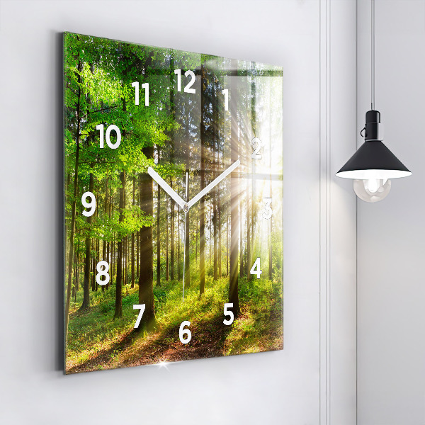 Orologio quadrato in vetro Alba nella foresta