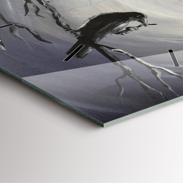 Orologio quadrato in vetro Corvo al chiaro di luna