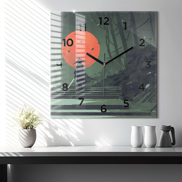 Orologio quadrato Samurai nella foresta