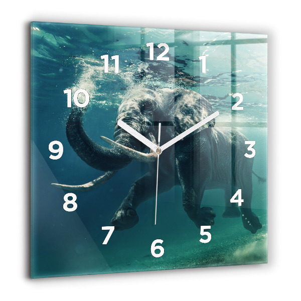 Orologio quadrato in vetro Elefante che nuota nell'oceano