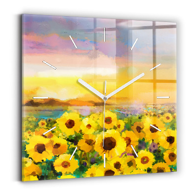Orologio quadrato in vetro Campo di girasoli