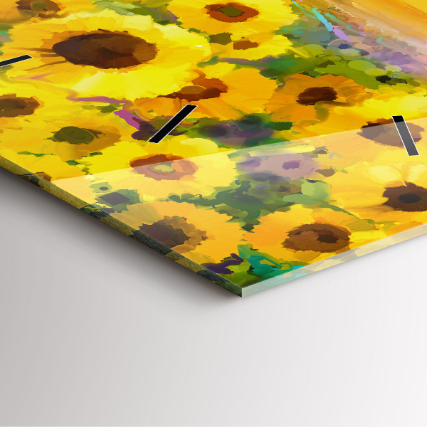 Orologio quadrato in vetro Campo di girasoli