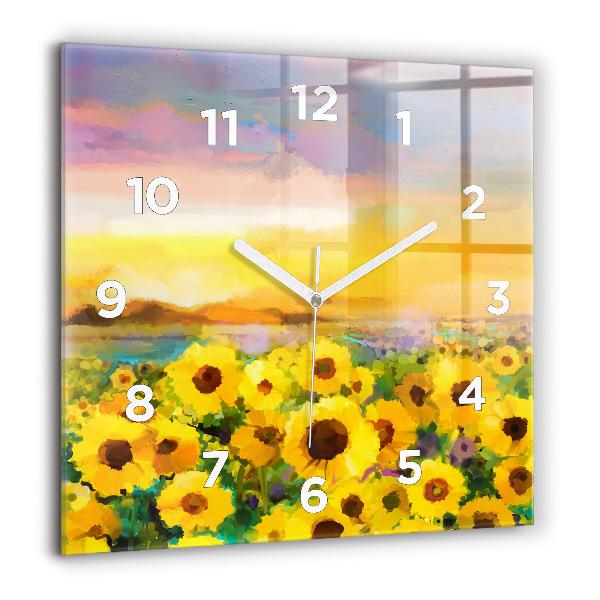 Orologio quadrato in vetro Campo di girasoli