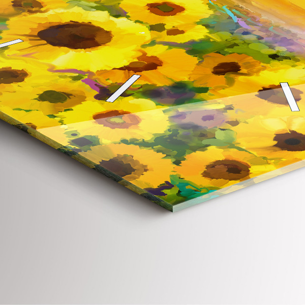 Orologio quadrato in vetro Campo di girasoli