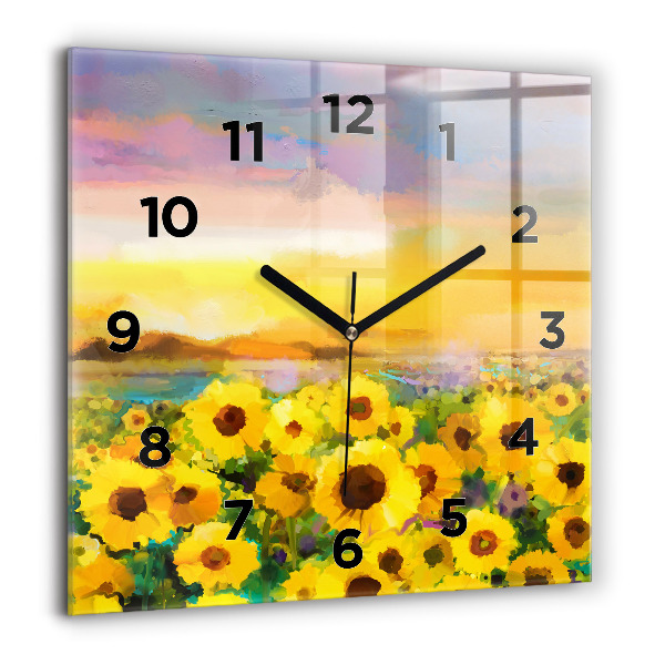 Orologio quadrato in vetro Campo di girasoli