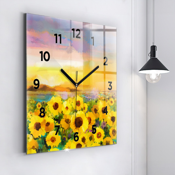 Orologio quadrato in vetro Campo di girasoli