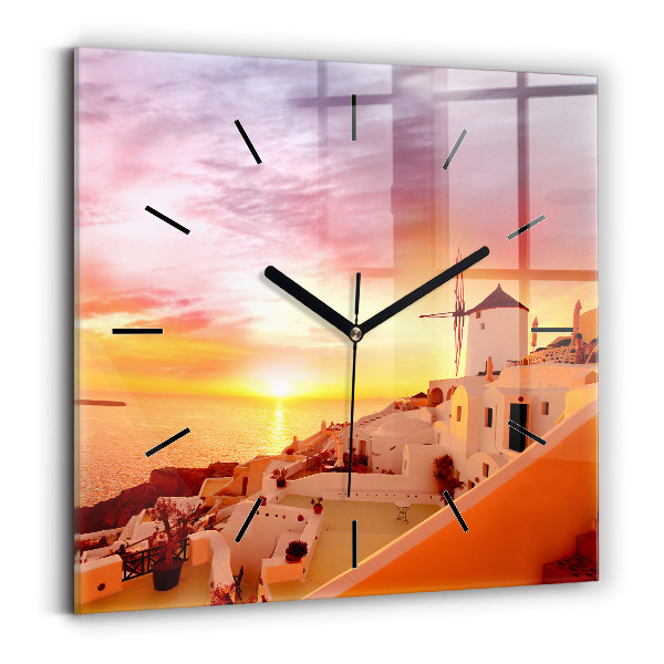 Orologio quadrato Vecchio mulino a vento a Santorini