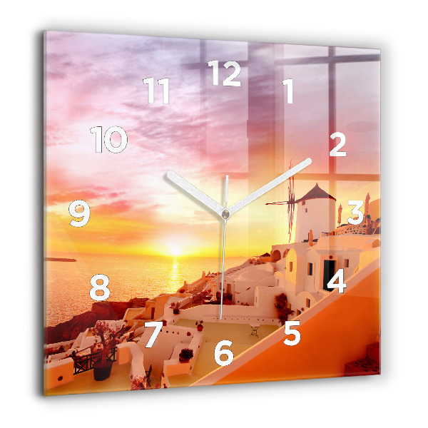 Orologio quadrato Vecchio mulino a vento a Santorini