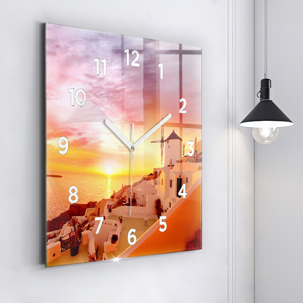 Orologio quadrato Vecchio mulino a vento a Santorini