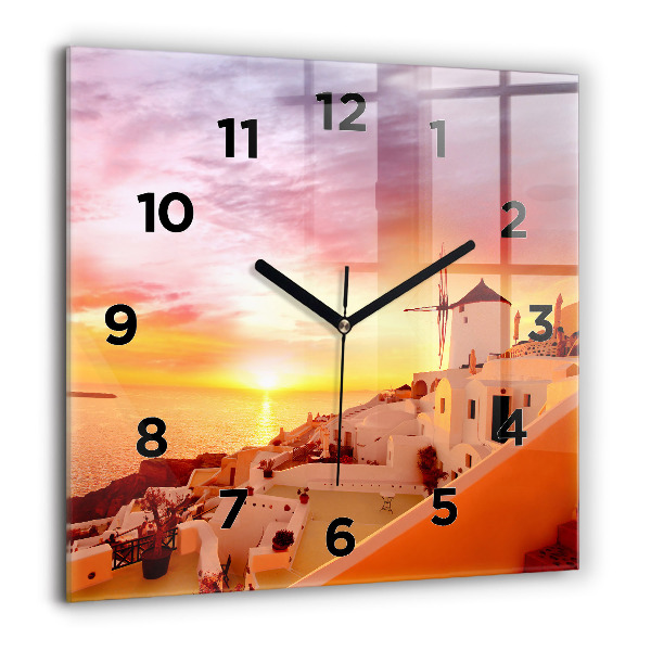 Orologio quadrato Vecchio mulino a vento a Santorini
