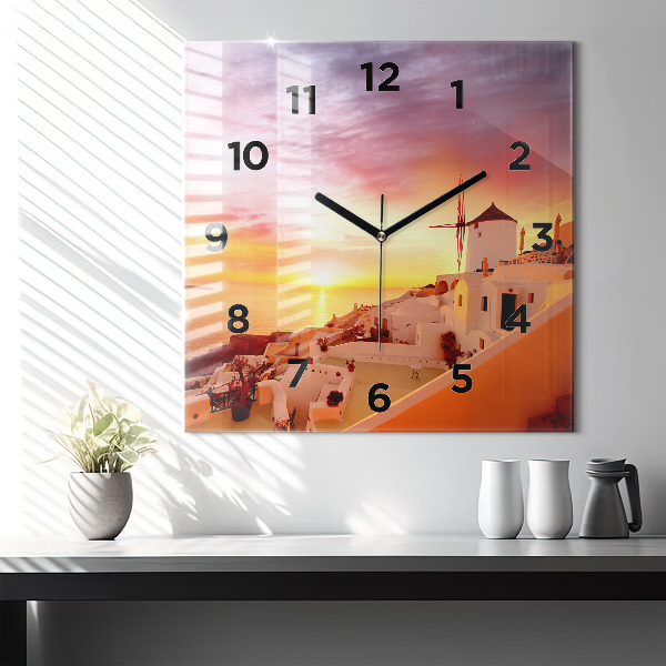 Orologio quadrato Vecchio mulino a vento a Santorini