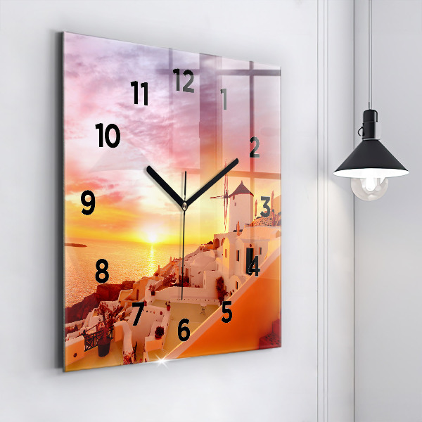 Orologio quadrato Vecchio mulino a vento a Santorini