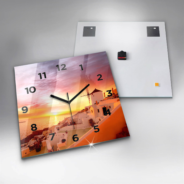 Orologio quadrato Vecchio mulino a vento a Santorini