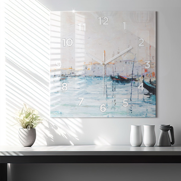 Orologio quadrato Dipinto ad olio yacht mare