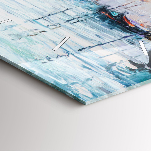 Orologio quadrato Dipinto ad olio yacht mare