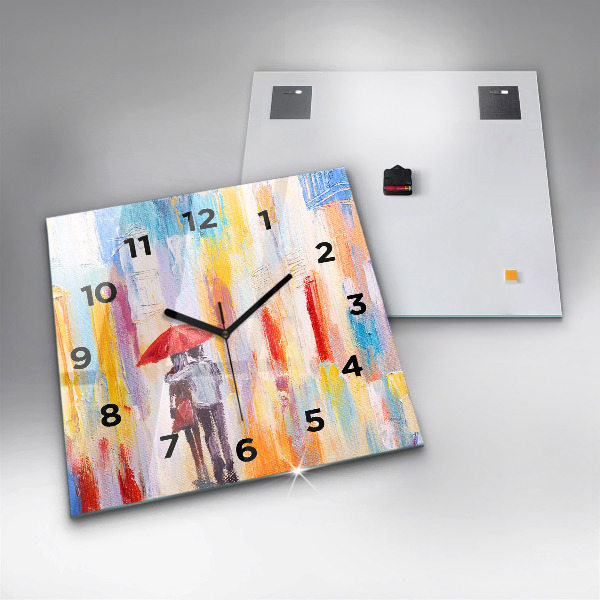 Orologio quadrato in vetro Coppia sotto la pioggia