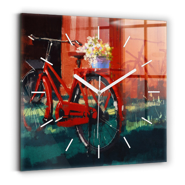 Orologio quadrato in vetro Bici dipinta