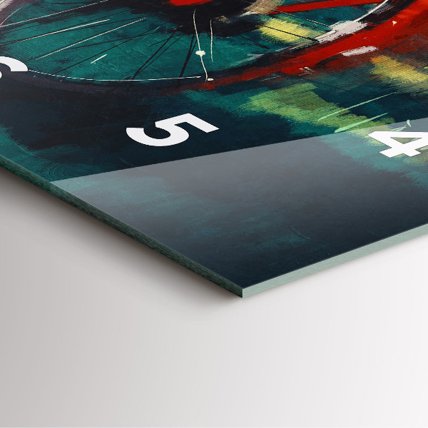 Orologio quadrato in vetro Bici dipinta