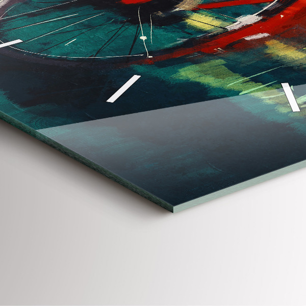 Orologio quadrato in vetro Bici dipinta