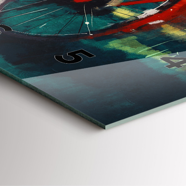 Orologio quadrato in vetro Bici dipinta