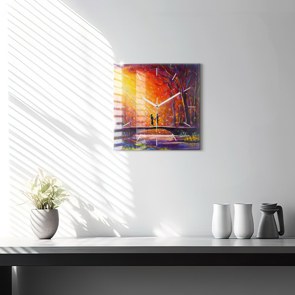 Orologio quadrato Coppia nella foresta