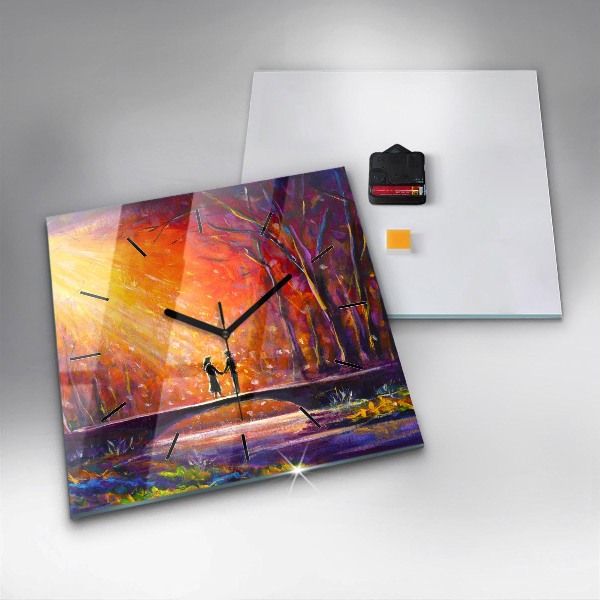 Orologio quadrato Coppia nella foresta