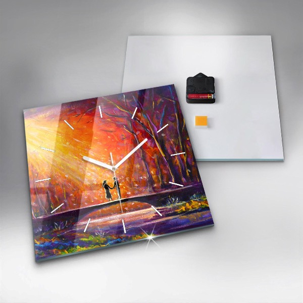 Orologio quadrato Coppia nella foresta